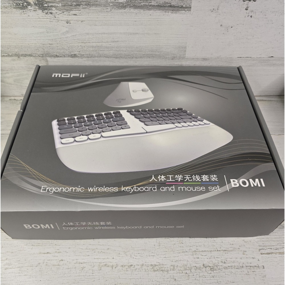 Mofii BOMI Ergonomic Wireless Keyboard and Mouse Set Pale White Gradient 84 Key
